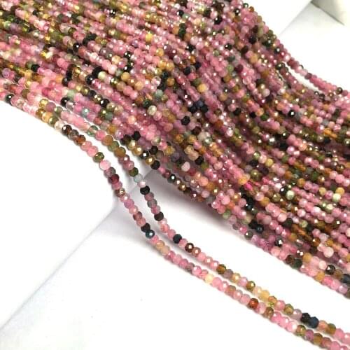 Natural Stone Beads Round Faceted Scattered beads Tourmaline Small Beaded for Jewelry Making DIY Necklace Bracelet Accessories
