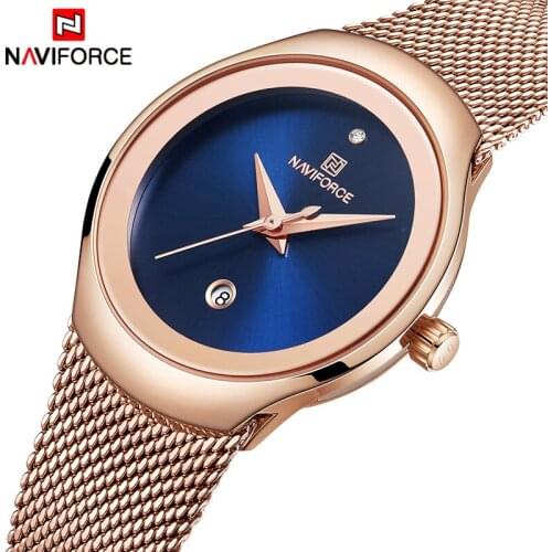 NAVIFORCE New Lady Watch Fashion Casual Female Quartz Watches Stainless Steel Strap Waterproof Dress Lady Clock Relogio Feminino