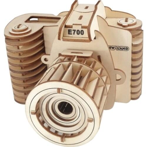 Kids Toys Laser-Cut 3d Wooden DIY Jigsaw Puzzle Camera Model Educational Toys For Childrens Birthday Presents 3d Puzzle