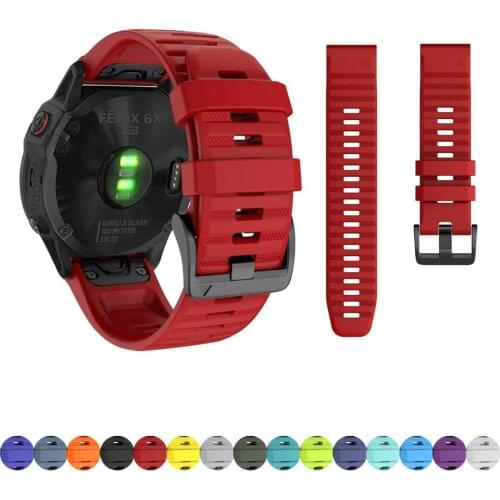 For Garmin Fenix 6X Straps, 26mm Easy Fit Soft Silicone Watch Band Replacement for Fenix 5X 5X Plus/Fenix 3 3HR/Descent MK1