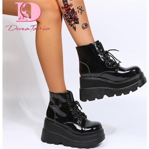 DoraTasia Women's Wedge Ankle Boots