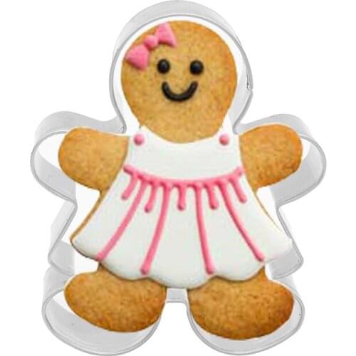 Stainless Steel Female Gingerbread Man Cookie Cutter Slicer Fondant Biscuit Mould Cake Decoration Mold Baking Pastry Tool S7241
