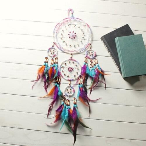 Handmade Indian Dream Catchers Net Feathers Wind Chimes Wall Hanging Dreamcatcher Craft Gift For Home Decoration