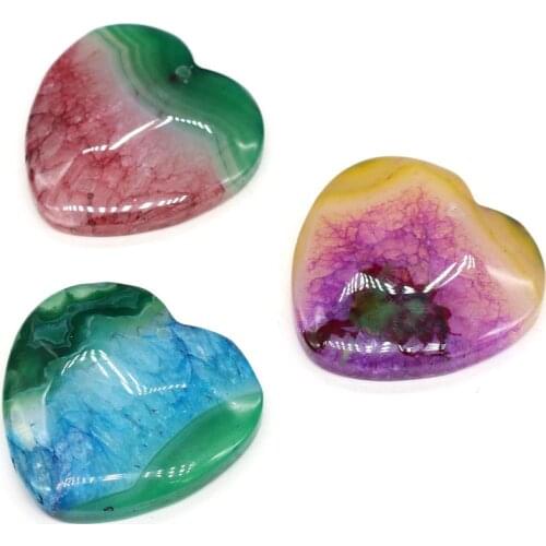 New Natural Stone Pendant Peach Heart Two-Color Agates Pendant Necklace for DIY Jewelry Best Birthday Gift Size 38x38-40x40mm