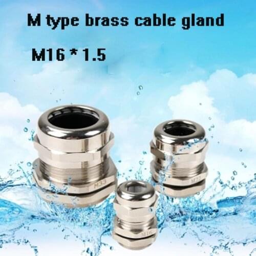 M16*1.5 Nickel Brass Metal cable glands IP68 Waterproof Cable Gland Connector Wire Glands conduit for 4-8mm cable size 2pcs