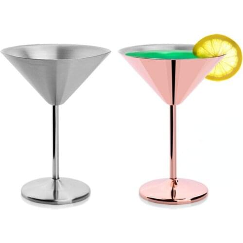 100-200ml Metal Matini Goblet 304 Stainless Steel Cocktail Sand Ice Cold Drink Wine Cup Silver Copper-Colored Gemini Winebowl