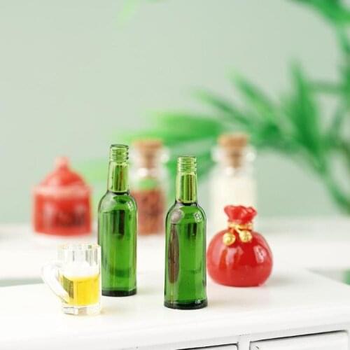 6Pcs Dollhouse Miniature Accessories 1:12 Mini Resin Wine Bottle Simulation Drinks Model Toys for Doll House Decoration