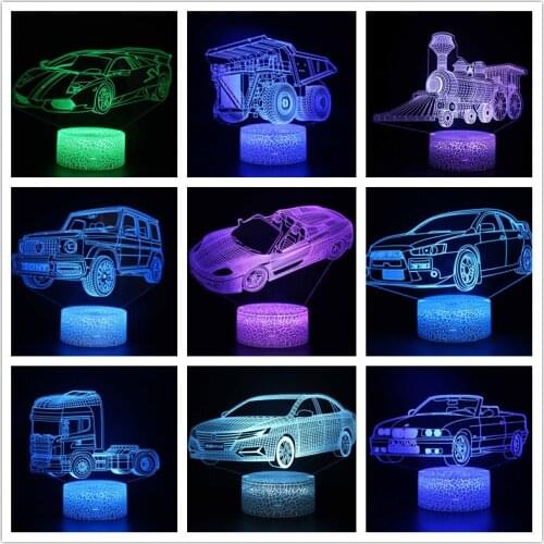 3D Illusion Night light 7 Color Changing Train Car Model Touch RC Table Lamp Creative Gift Home Bar Decoration