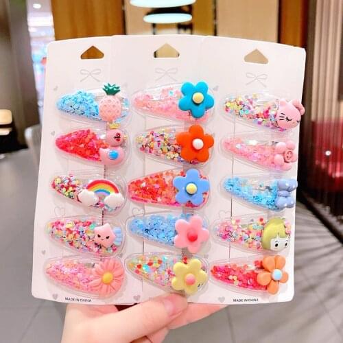 5PCS/Set New Girls Cute Cloth Flower Fruit Hairpin Kid Sweet Hair Decorate Clips Barrettes Headband Fashion Hair Pin Accessories