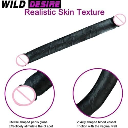 New Black Two Sided Long Dildo Anal Toys For Women Couples Double Two Dioldo Phallus Sex Toys For Two Sexshop Fake Dick Adult 18