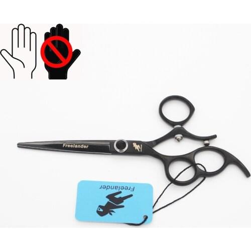 6.0 Inch Handles Freelander Black Left Hand Scissors Flat Shears Left-handed Scissors Special Custom Hairdresser Scissors
