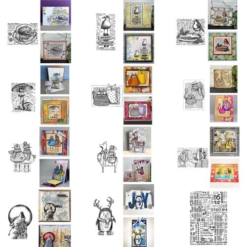 Charming Vintage Moon Wolf Bird Cat Animals Mushroom Beach Boats Clear Transparent Stamp DIY Card Album Making Crafts Stencil