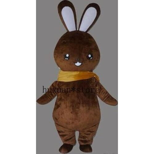 Cosplay Costume Brown Plush Rabbit Fursuit Mascot for Carnival and Festival Fancy Party Attire Adult Size Suit with Mask