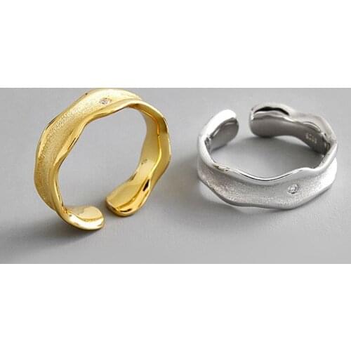 Simple Minimalist Wave Cubic Zirconia Adjustable 925 Sterling Silver Rings For Women Vintage Dainty Trendy Jewelry Gift