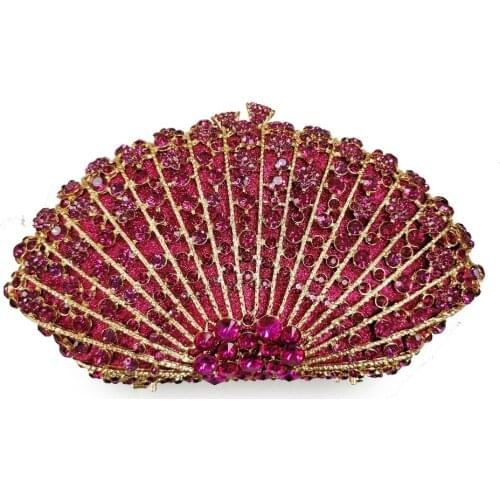 Luxury Diamond Red/Pink Color Evening Clutch Crystal Bag Wedding Party Womens Evening Purse 100% Handmade Crystal Ladies Purses