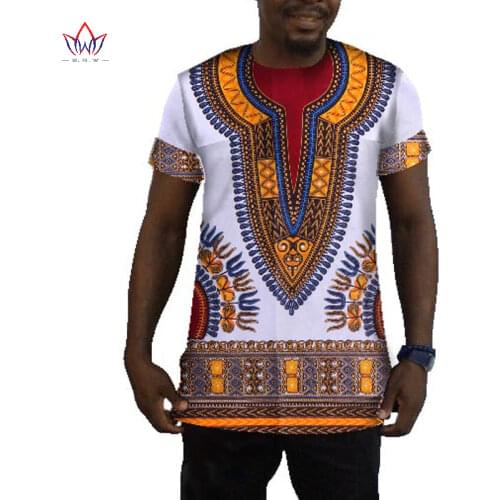 Look Good in Men Shirt African Dashiki Men Top Fashion Patchwork T-Shirt Bazin Riche African Men Summer Clothing WYN42