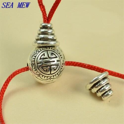 SEA MEW Nepal Tibetan Silver Color Alloy Tee Pagoda Spacer Bead Buddha Head Bead Loose Beads DIY Accessories For Jewelry Making