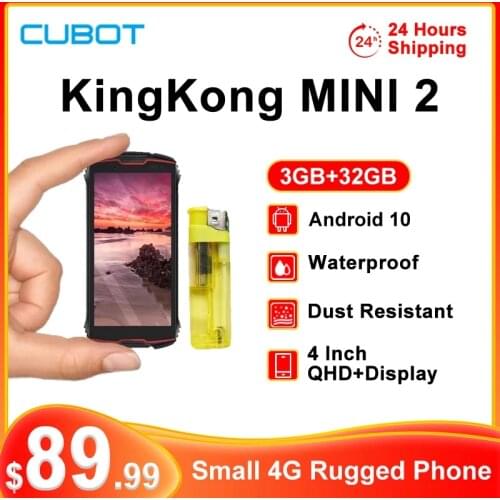 Cubot KingKong MINI 2 Rugged Phone Face ID 3GB+32GB 4G LTE 4" Waterproof QHD+ Screen Dual-SIM Android 10 13MP Camera MINI Phone