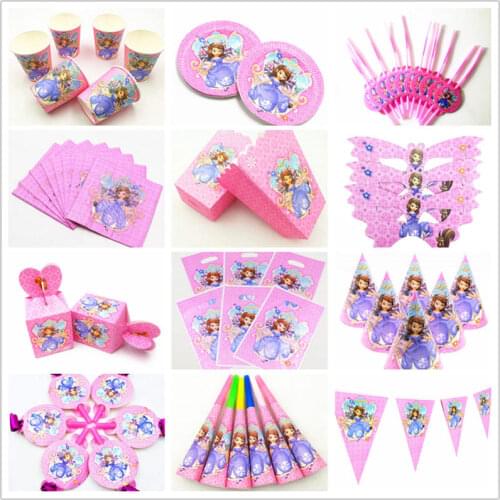 Disney Sofia The First Theme Child Birthday Party Decoration Paper Tablecloth Cup Plate Princess Theme Party Baby Shower Supply