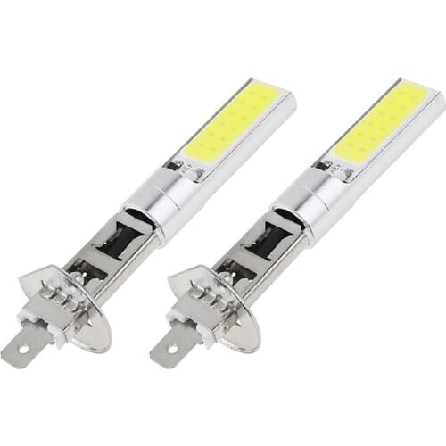 2 Pcs H1/H3 Super Bright LED Bulb White Car Fog Light Headlight COB 12V 10W 6000K Running Light Bulb Auto Motorcycle Lamps
