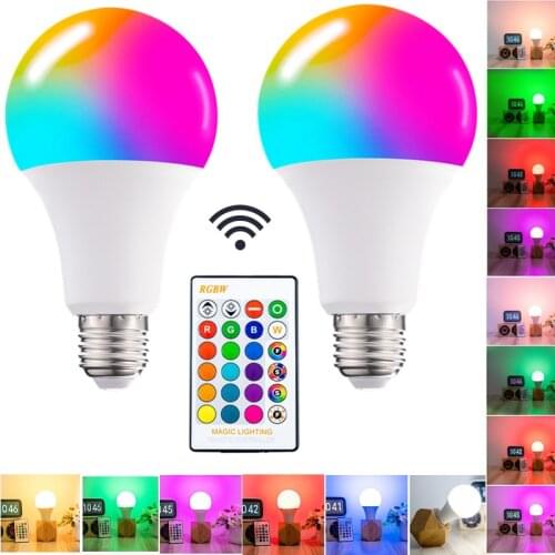 Led RGB Color Changing Lamp E27 Dimmable Led Light AC85-265V Led RGBW Magic Bulb 5W 10W 15W Home Party Decor LightingSpot Lampa