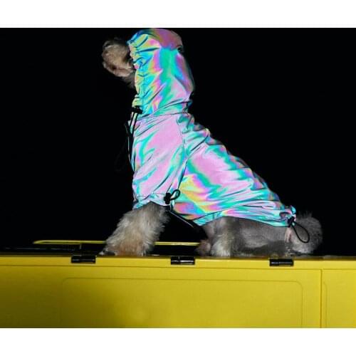 Reflective Dog Raincoat Fashion Colorful Dog Clothes French Bulldog Windbreaker Yorkie Waterproof Dog Coat For Pug Pets Clothing