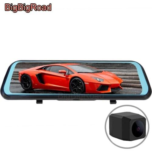 BigBigRoad Car DVR Dash Camera Stream RearView Mirror IPS Touch Screen For Hyundai Ioniq Elantra GT Avante HB20 i20 i30 i40