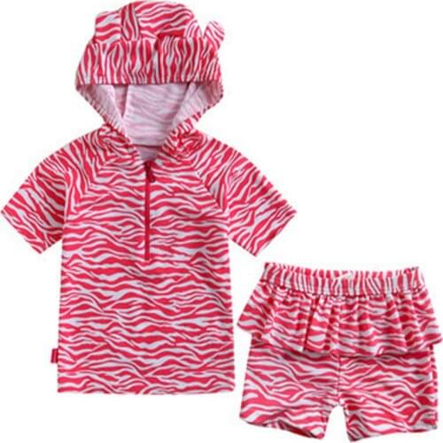 VIVOBINIYA Free Shipping Children Swimwear UPF50+ Baby Girl Stripe Swimsuit Kids Bathing Suit Baby 3pics Set Summer Clothing