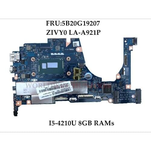 High quanlity FRU:5B20G19207 for Lenovo Yoga2 13 Laptop Motherboard ZIVY0 LA-A921P SR1EF I5-4210U 8GB RAMs 100% Fully Tested