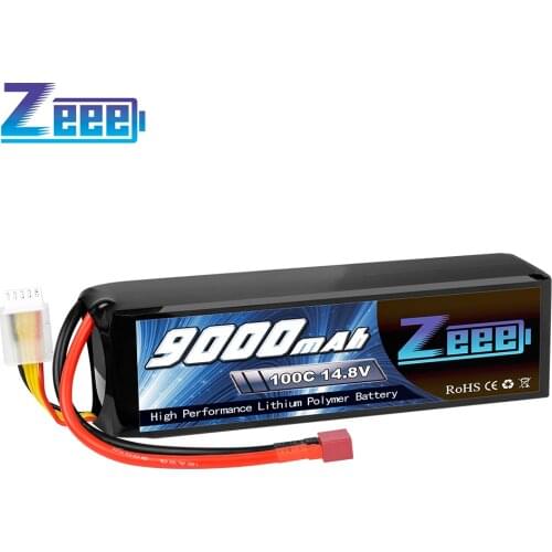 Zeee 14.8V 100C 9000mAh 4S Lipo Battery Deans Connector with Metal Plates for RC Car Truck RC Tank RC Models