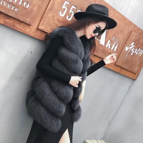 Women Clothes Autumn Winter Fox Fur Vest Coat Warm Thick Jacket Korean Vintage Slim Waistcoat Manteau Femme Hiver ZL661
