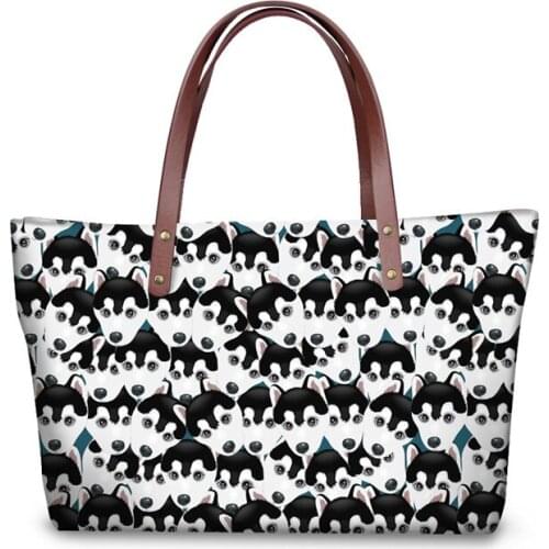 Cartoon Animal Husky Puzzle Top-handle Bags for Women High Quality Female Big Totes Cross Body Bag Shoulder Handbags