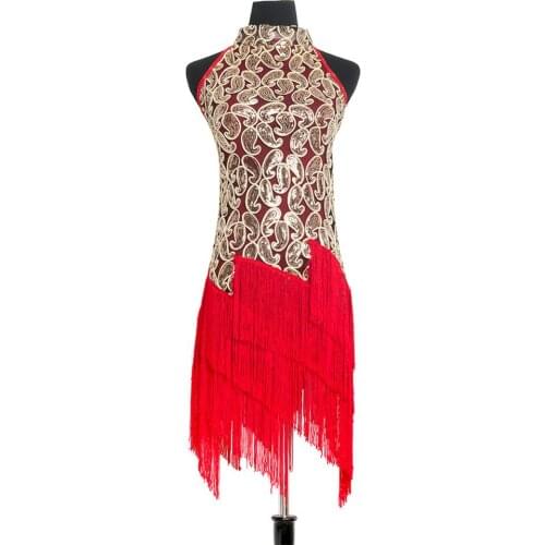 Hot Lady Latin Dance Dress Performance Sequins Dance Dress Tassel Women Costume For Cha Cha/Ruma/Samba/Latin Dancing Costume