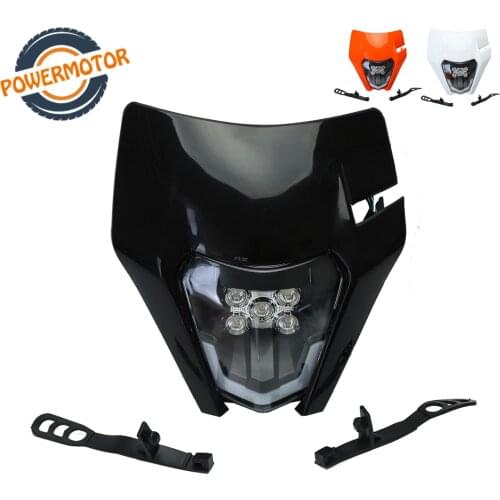 12V LED Motorcycle Headlight Fairing Headlamp E8 Emark for SX-F SX EXC XC-W XC-F WR DRZ KLX KX YZ F Dirt Bike Fairing Mask