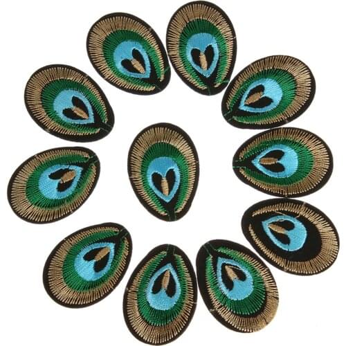 20Pcs Mini Peacock Eye Hand Embroidered Patches Iron On Patch Applique Motif Clothes Badges DIY Sewing Craft