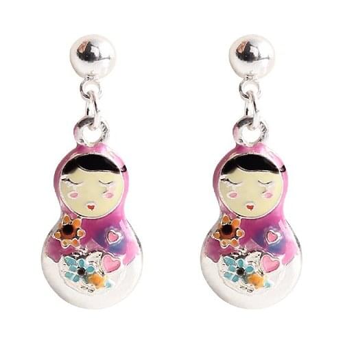 2019 new style temperament Long-style color glazed doll pendant ear nail personality ear line for women free shipping
