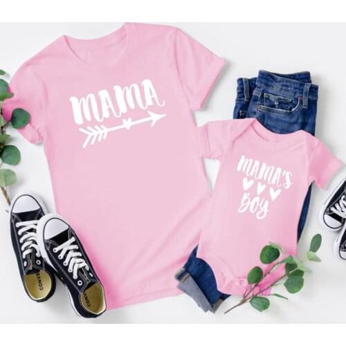 2021 Mom and Son Matching Clothes Family Look Summer Shirts Mama Little Boy Baby Bodysuit Rompers + Mommy Tshirt Set Mamas boy