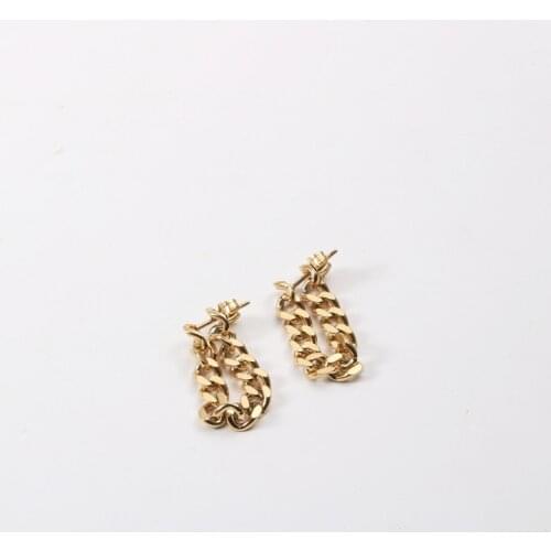 2021 High End PVD Plated Double Chain Earring 2021 Tarnish Free Stainless Steel Jewelry