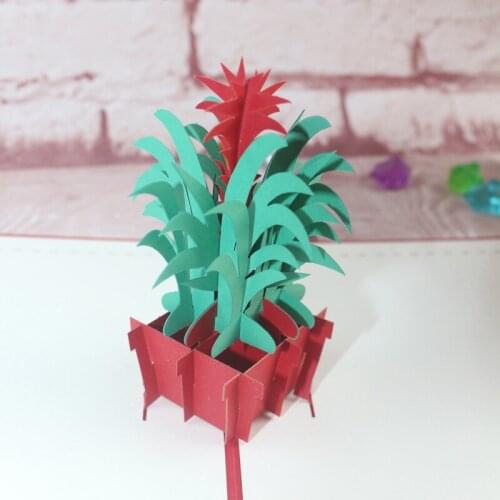 3D Handmade 13*15cm Unknown Red Flowerpot Paper Invitation Greeting Cards PostCard Thanksgiving Day Teachers Mothers Day Gift