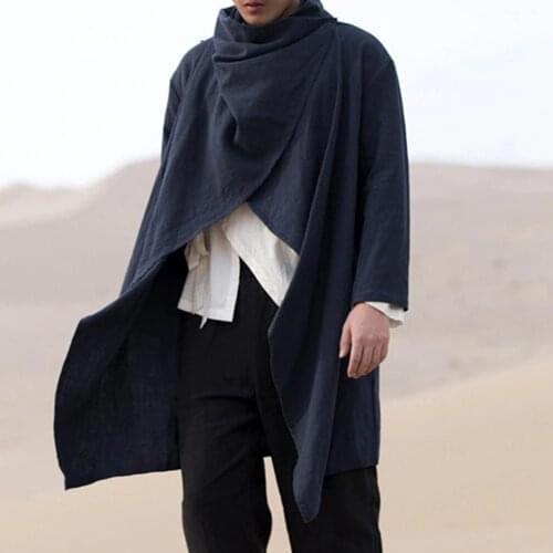 40% Dropshipping!!Men Spring Summer Gothic Punk Long Sleeve Cape Ruffle Shawl Midi Cardigan Coat