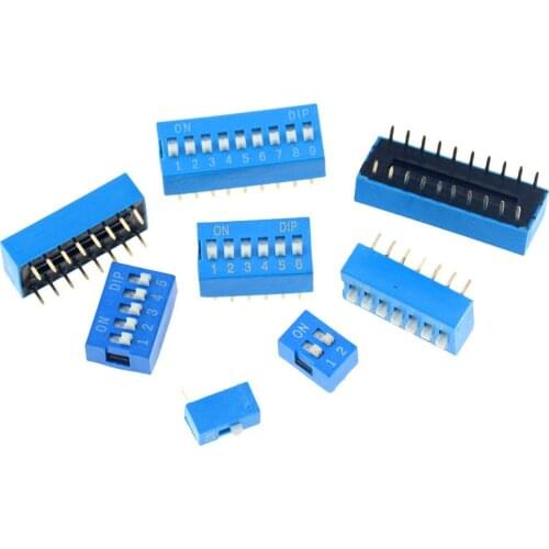 5PCS Blue Slide Type Switch Module 1 2 3 4 5 6 7 8 10 12PIN 2.54mm Position Way DIP Pitch Toggle Switch Snap Switch Dial Switch