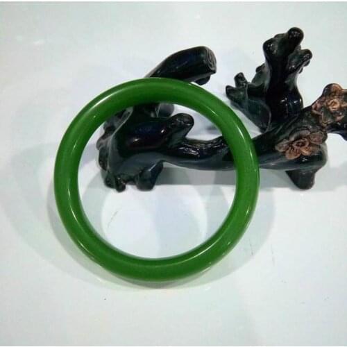 60mm Chinese Certified Grade A Natural Green Xiu laboratory-created Gems Bracelet Bangle A-202