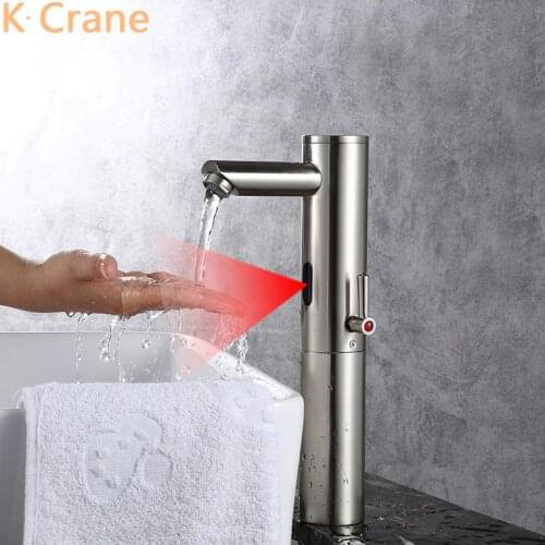 Infrared Motion Sensor Faucet Bathroom Automatic Smart Tap Hot Cold Water Mixer Grifo Single Hole Deck Mounted Copper Touchless
