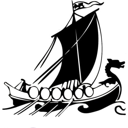 20cm*18.8cm Dragon Head Viking Ship Interesting Vinyl Decals Car Stickers Black/Silver Car Accessories S6-2948