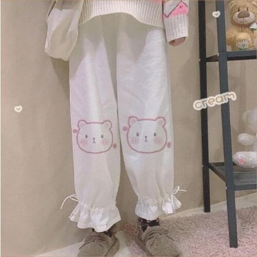 Cute Wide-leg Pants Female Students Loose Pants for Women All-match Casual Pants Nine-point Women Casual Loose Wide Leg Trousers