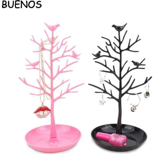 BUENOS Fashion 5 Color Plastic Jewelry Organizer Earring Necklace Bracelet Stand Holder Tree for Jewelry Display for Women
