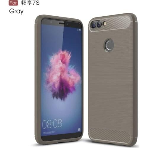 Hoesje Fundas Huawei P Smart Case Silicon Case for Huawei P Smart for Huawei Enjoy 7S Cover Soft Carbon Fiber Brushed Coque Etui
