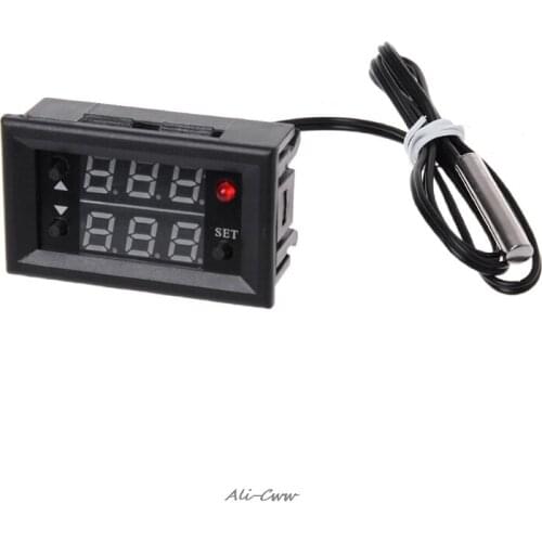 W2810 DC12V 20A Digital Thermostat Temperature Controller Red Display with Probe Digital Thermostat waterproof sensor