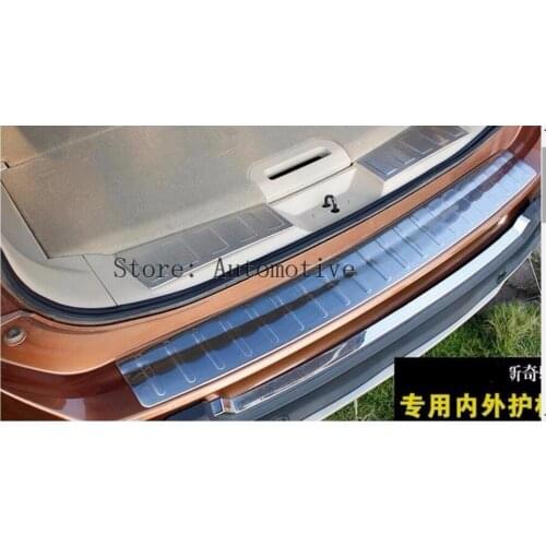 For Nissan Rogue x -trail 2014 2015 Steel outside rear trunk bottom plate sticker cover protector 1pcs