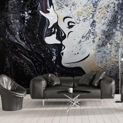 Custom Mural Wallpaper 3D Creative Hand-painted Abstract Line Figures Art Wallpaper Living Room KTV Bar Backgruond Wall Painting